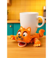 Hareketli Kedi Coaster – Eğlenceli Bardak Altlığı Masaüstü Dekor & Hediye PLA 3D Baskı Komik Sürpriz Mekanizma Ev, Ofis & Kafe – Renk Seçenekli (Beyaz)