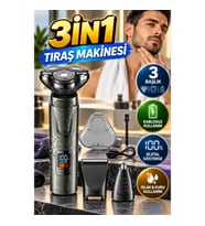 Profesyonel 3in1 Dijital Göstergeli 3 Başlıklı Kablosuz Erkek Tıraş Makinesi