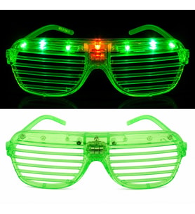 LED Işıklı Panjur Parti Gözlüğü Yeşil Renk Shutter Gözlük