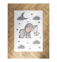 MEKTA HOME BEBEK VE ÇOCUK ODASI Tavşan Taşıyan Fil Desenli Halı