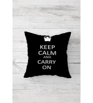 Keelp Calm And Carry On Çift Tarafı Baskılı Gizli Fermuar Yastık Kılıfı Kırlent Koltuk Yastık Kılıfı (Siyah)