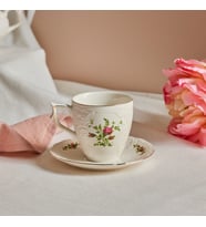 Karaca Vintage Rose Çay Fincanı ve Tabağı 200 ml (Çok Renkli)