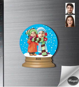 Kişiye Özel Yılbaşı Sevgili Ahşap Magnet -10