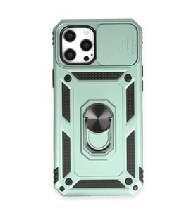 Apple iPhone 12 Pro Max Kılıf Pars Lens Yüzüklü Silikon - Yeşil