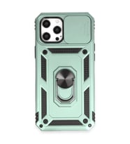 Apple iPhone 12 Pro Max Kılıf Pars Lens Yüzüklü Silikon - Yeşil