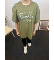 Kadın Bisiklet Yaka Oversize Fit  Tişort SPR24TSk110 (Haki)