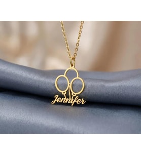 Kişiye Özel 925 Ayar Gümüş Tasarım Minimal Balonlar İsim Kolye (Gold)