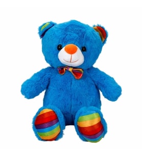 Mey İthalat® Oturan Kurdeleli Renkli Peluş Ayı 30 cm