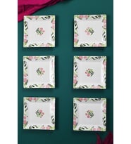 6'lı Şık Tasarım Handmade Bahar Desen Pasta Tabak Seti Sunum Seti Servis Tabakları Tatlı Tabağı 20cm