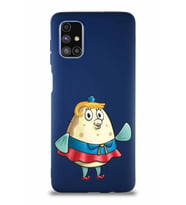 Samsung Galaxy M51 Soft Premier Kapak Bayan Puff Tasarımlı Silikon Kılıf - Lacivert (Şeffaf)