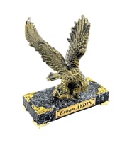 Kişiye Özel İsimli Gold Kartal Heykeli  Mermer Tasarımlı İsimli Kaideli  Premium Hediye (Model 2)