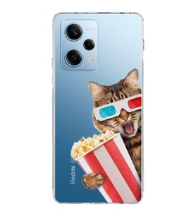 PrintiFy Xiaomi Redmi Note 12 Pro 5G ile Uyumlu 1mm Slim Fit Kedi 1 050b Baskılı Şeffaf  Kılıf