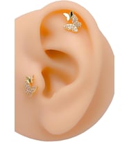 Lexroo İkili Kelebek Figürlü Kıkırdak Helix Tragus Piercing (1adet)