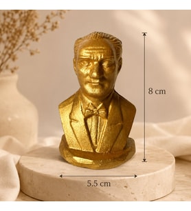 BK Gift Gold Renk Lider Büstü 8 cm Dekoratif Masa Üstü Heykel Biblo