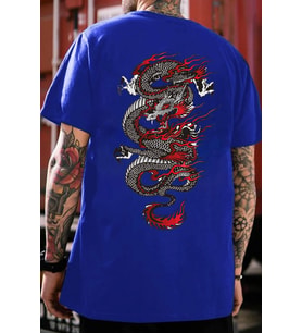Unisex Chinesebox Baskılı T-shirt (Mavi)