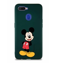 Oppo A12 Soft Premier Kapak Mickey Mouse-B Tasarımlı Silikon Kılıf - Yeşil (Şeffaf)