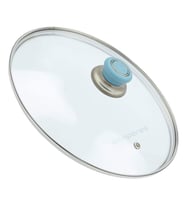 Tencere Tava Cam Kapak 16 cm Açık Mavi Tutma Tepe (Beyaz)