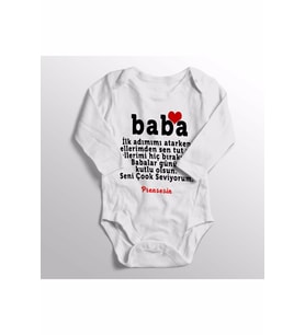 Baba İlk Adımımı Atarken Ellerimden Sen Tut Prensesin Baskılı Bebek Zıbını Body