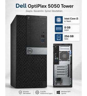 Dell OptiPlex 5050 Tower Intel i3-6100 8 RAM 256 SSD Masaüstü Bilgisayar – Outlet