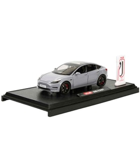1:24 Şarj İstasyonlu Sesli Işıklı Kapıları Açılır  Metal Tesla Model Y Araba 18 Cm Nardo Gri