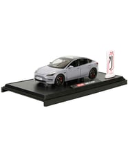 1:24 Şarj İstasyonlu Sesli Işıklı Kapıları Açılır  Metal Tesla Model Y Araba 18 Cm Nardo Gri