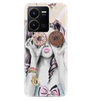 Vivo Y22 Kılıf Resimli Desenli Baskılı Silikon Donut Girl 1408