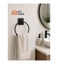 Yuvarlak Siyah Duvar Tipi Banyo Havluluk