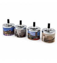 12 ADET ASHTRAY YUVARLAK - BASMALI METAL KÜLLÜK (5343)