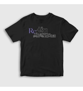 Presmono Unisex Çocuk Beyaz Logo Anime Re Zero T-Shirt 543707tt (Siyah)