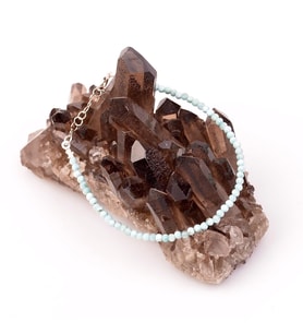 Çok İnce Larimar Taşı Gümüş Bileklik - 2,6 mm