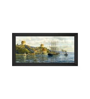 Eski İstanbul Motifli Kanvas Tablo 80 x 110 cm Siyah Çerçeve