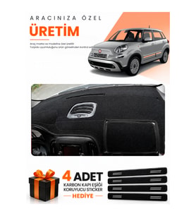 FIAT 500L (2013-2017) Uyumlu Torpido Koruma Örtüsü Oto Kılıfı - Siyah