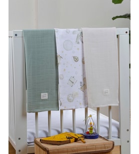 3'lü Gezegen Müslin Örtü 75*75 cm