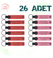 Nar Çiçeği & Pembe, 26’lı Set, İsim Yazılabilen Deri Anahtarlık, Doğa Turu Ekibine Küçük Sürpriz