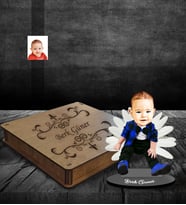 Kişiye Özel Erkek Bebek Karikatürlü Ahşap Biblo Kutulu Model-2