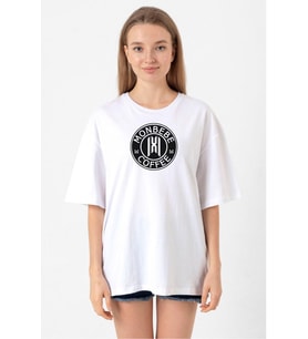 Monsta X Monbebe Coffee Beyaz Kadın Oversize Tshirt