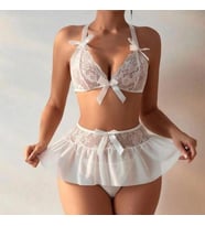 Fantazi Beyaz Dantelli Fiyonklu  Babydol BC9239