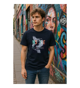 Erkek %100 Pamuk Bisiklet Yaka Yazı Baskılı T-shirt