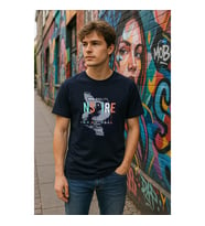 Erkek %100 Pamuk Bisiklet Yaka Yazı Baskılı T-shirt