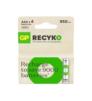 Gp Recyko 1000 Aaa İnce Kalem Ni-mh Şarjlı Pil 1.2 Volt 4lü Kart (Gri)
