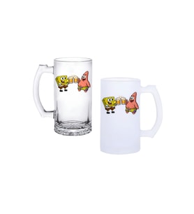 Ghostbastır Design Sünger Bob Kulplu Bira Bardağı Buzlu veya Şeffaf Seçenekli 0221