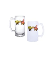 Ghostbastır Design Sünger Bob Kulplu Bira Bardağı Buzlu veya Şeffaf Seçenekli 0221