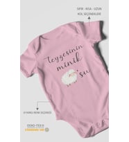Teyzesinin Minik Kuzusu Baskılı Bebek Zıbını – Çıtçıtlı Body 8 Renk  %100 Pamuk Kısa Kol (Koyu Pembe)