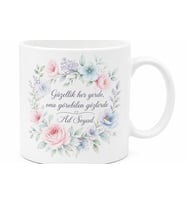 Pastel Çiçek Tasarımlı Seramik Kupa Soft Zarif Hediye Bardak Porselen Mug