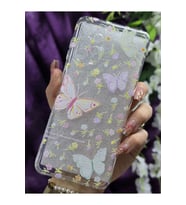 Samsung Galaxy A32 Uyumlu Renkli Kelebekler Desenli Şeffaf Telefon Kılıfı