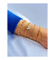 Altın Kaplama 4'Lü Kombin Bileklik Seti Gold Renk Zincir Bilezik Künye