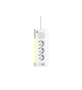 S-link PRZ06 3 Soketli 2 USB 2 TYPE-C PD20 2M 306 Joule Tam Bakır Kablolu Beyaz Akım Korumalı Priz