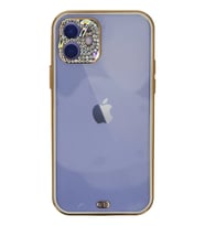 Newface Apple iPhone 12 Kılıf Liva Taşlı Silikon - Beyaz
