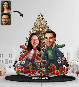 BK Gift Kişiye Özel Sevgili Yılbaşı Tasarımlı Karikatür Biblo -9, Yılbaşı Hediyesi, Yeni Yıl Hediyesi