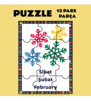 Pazil Bi Kurdî Sibat Şubat Ayı - Kürtçe Magnetli Puzzle Yapboz (12 Pare/Parça - A5) (Çok Renkli)